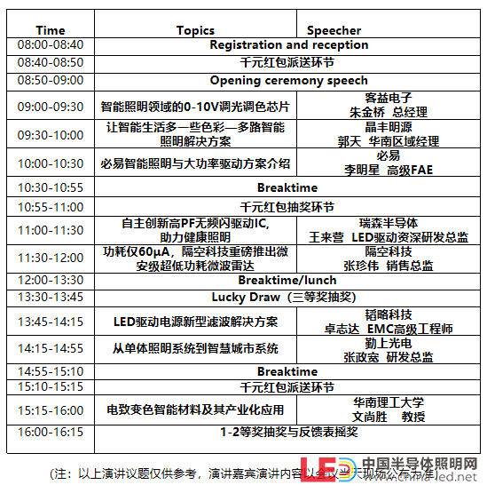 來了！深圳LED智能照明會議議程出爐